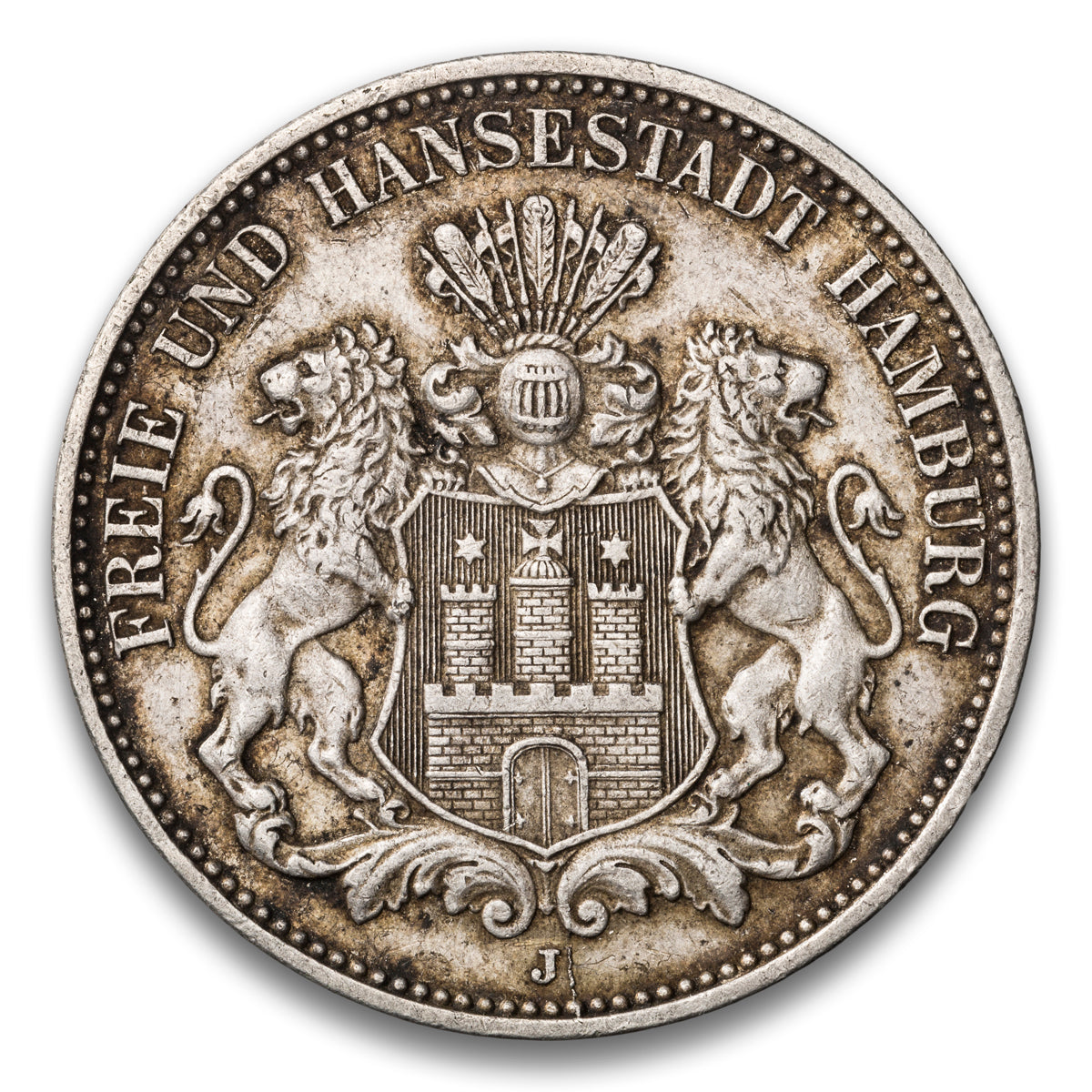 Hamburg - German State Silver 3 Mark 1909 J