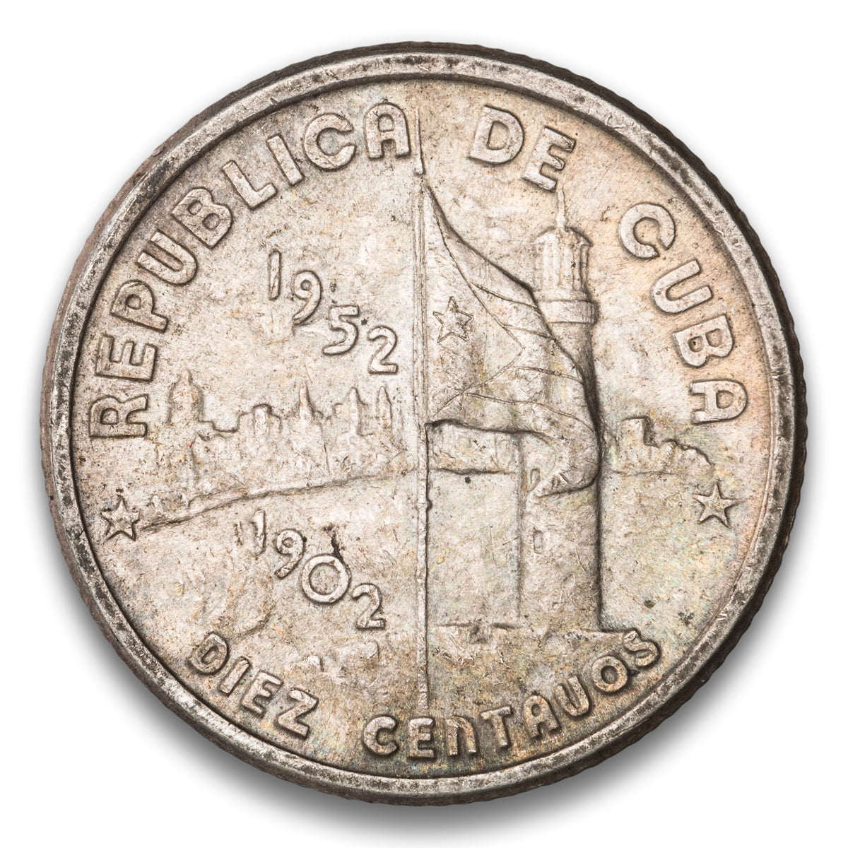 Cuba Silver 10 Centavos 1952