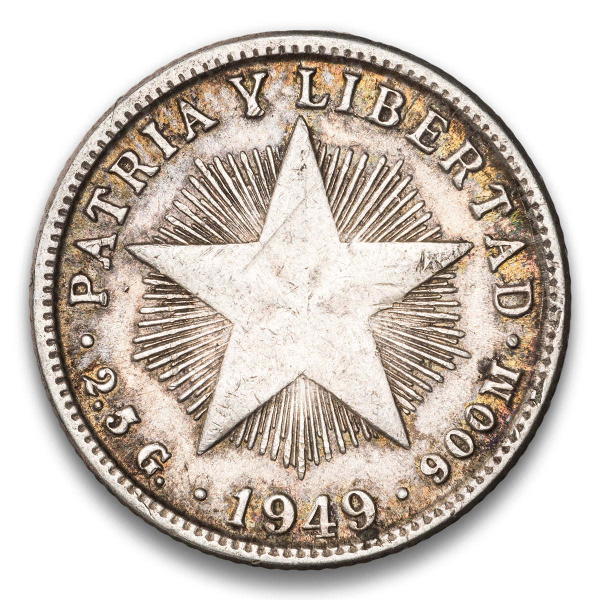 Cuba Silver 10 Centavos 1949