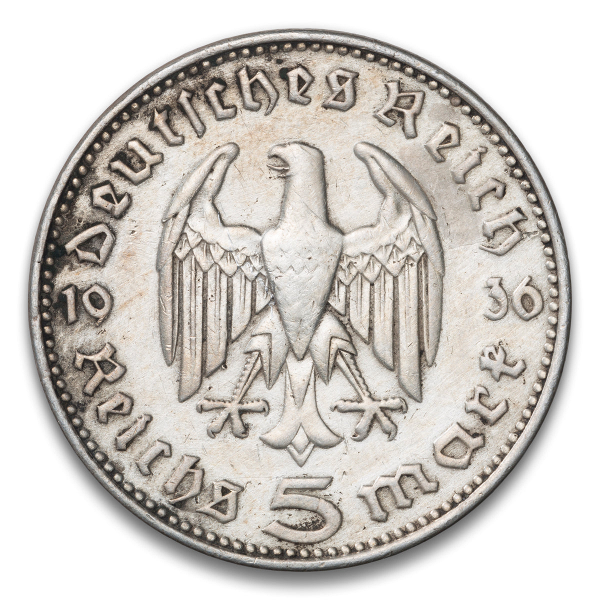 Germany Silver 5 Reichsmark 1936 J