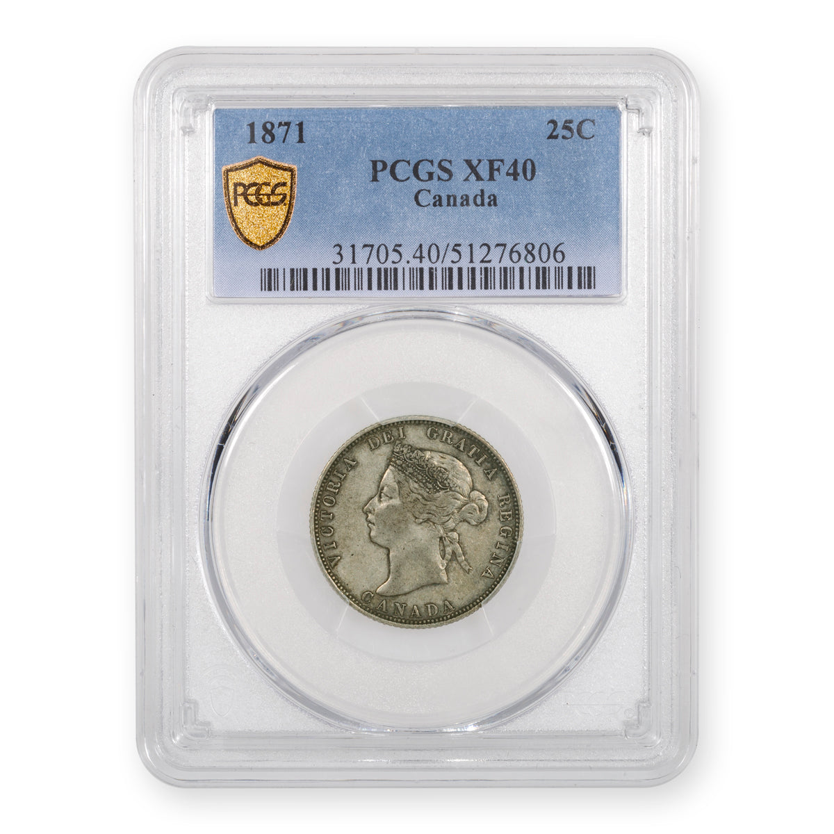 25 Cent 1871 Obverse 2 PCGS EF-40