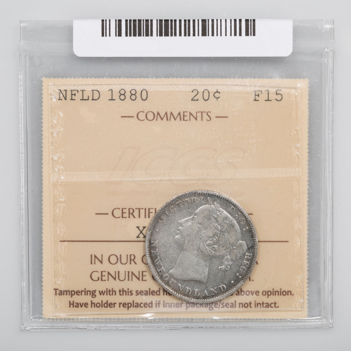 NFLD 20 Cent 1880 ICCS F-15