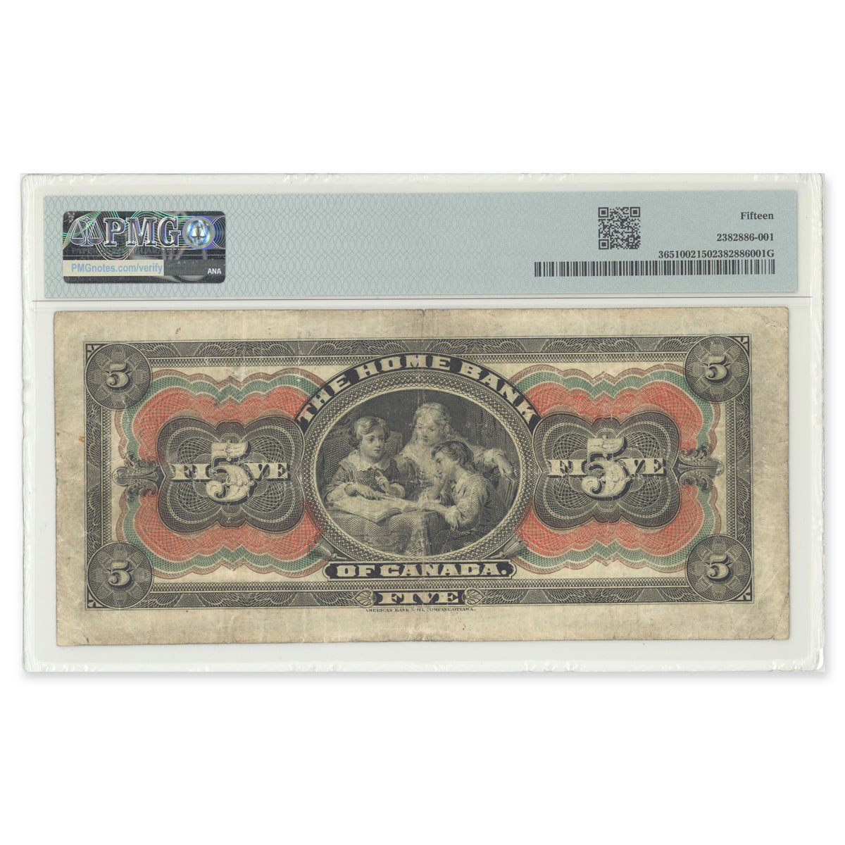 $5 1904 CH# 365-10-02 Home Bank of Canada O'Keefe-various PMG F-15