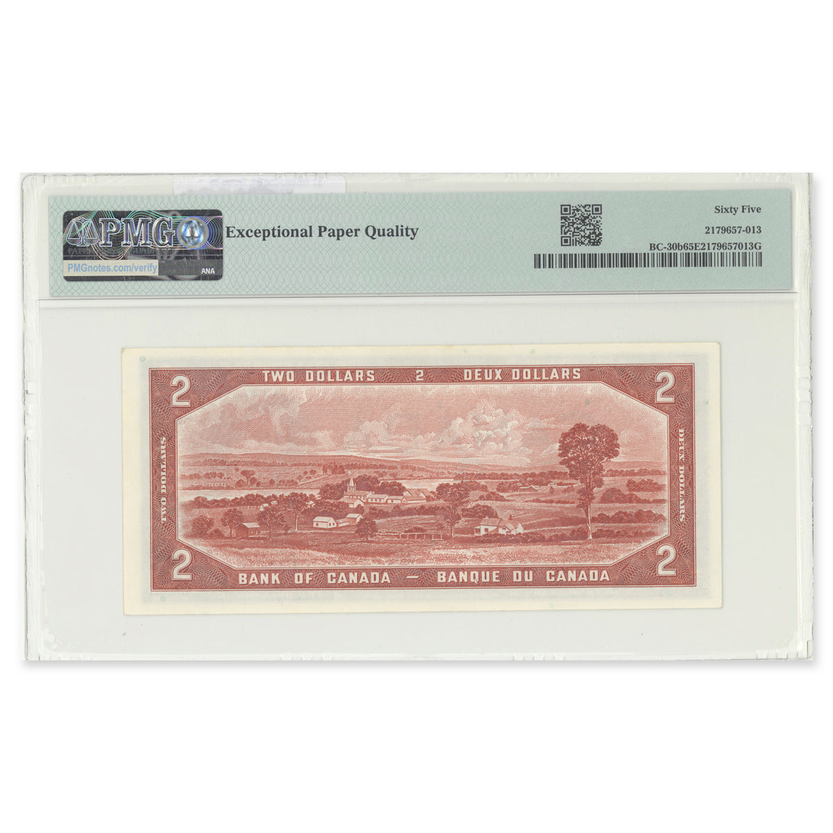 $2 1954 Devil's Face Series BC-30b Beattie-Coyne Prefix D/B PMG GUNC-65 EPQ