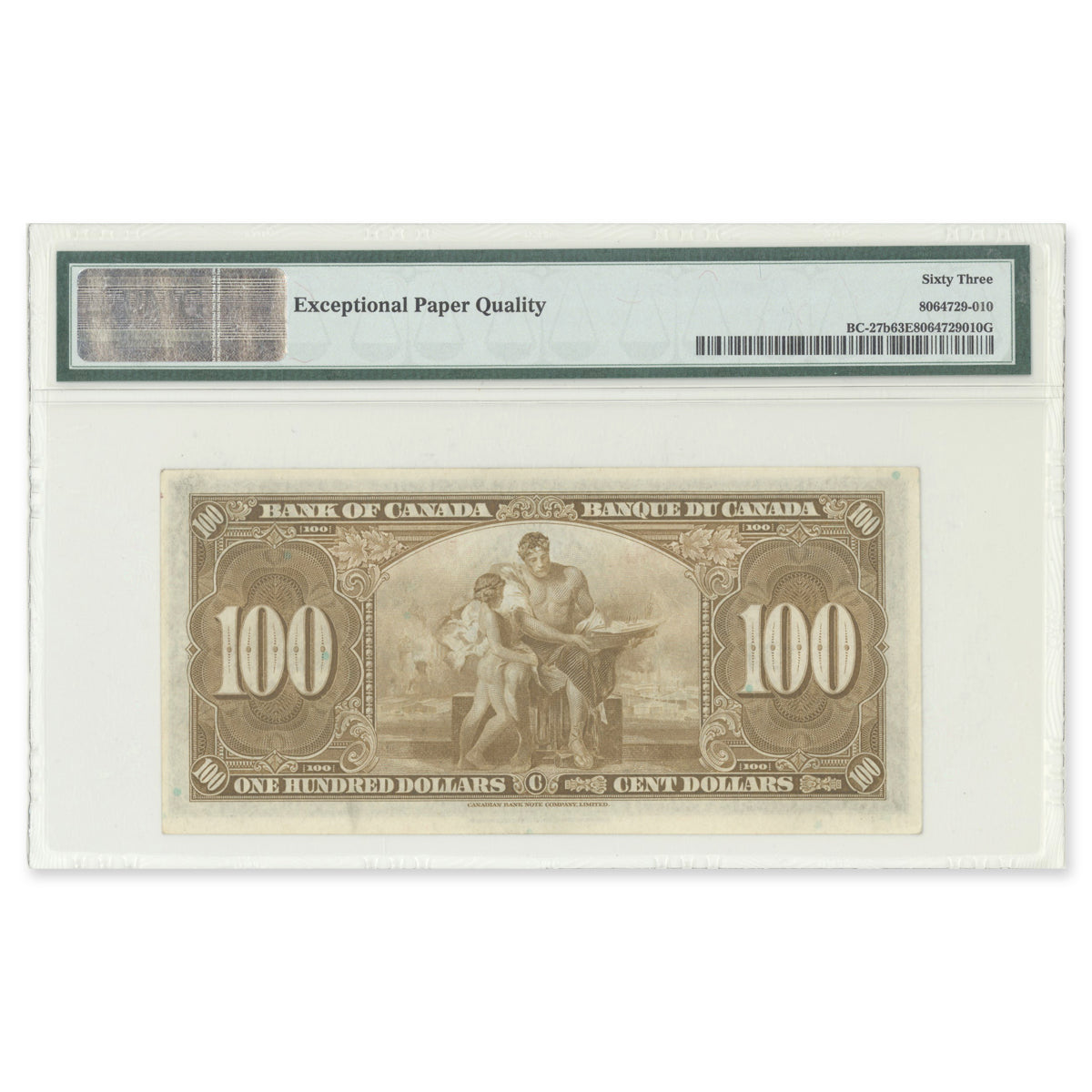 $100 1937 BC-27b Gordon-Towers Prefix B/J PMG CUNC-63 EPQ