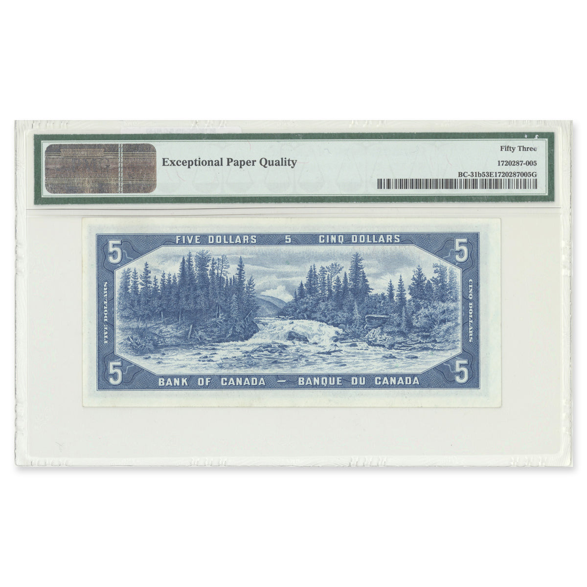 $5 1954 Devil's Face Series BC-31b Beattie-Coyne Prefix E/C PMG AU-53 EPQ