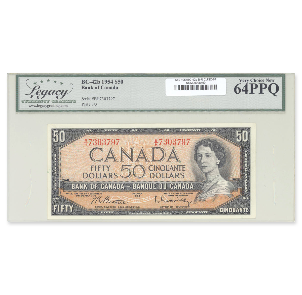 $50 1954 Modified Series BC-42b Beattie-Rasminsky Prefix B/H Legacy CUNC-64 PPQ