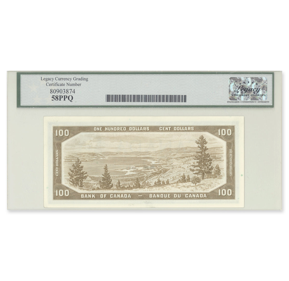 $100 1954 Modified Series BC-43b Beattie-Rasminsky Prefix B/J Legacy AU-58 PPQ