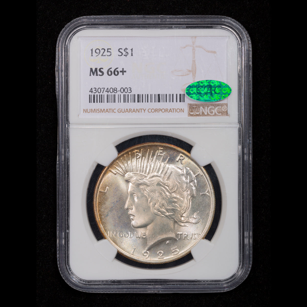 US $1 1925S NGC MS-66+ CAC Green Bean