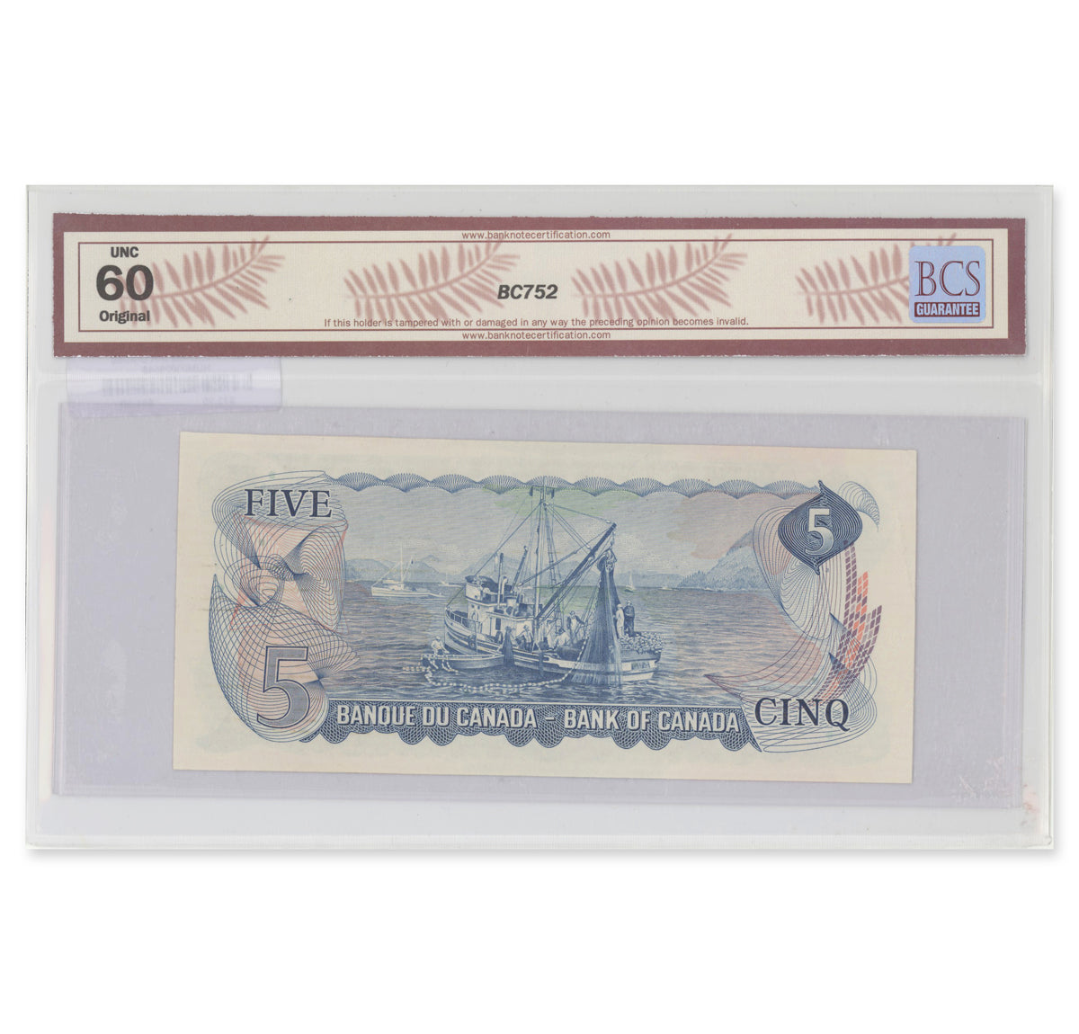 $5 1972 BC-48a Bouey-Rasminsky Prefix CG BCS UNC-60 Original