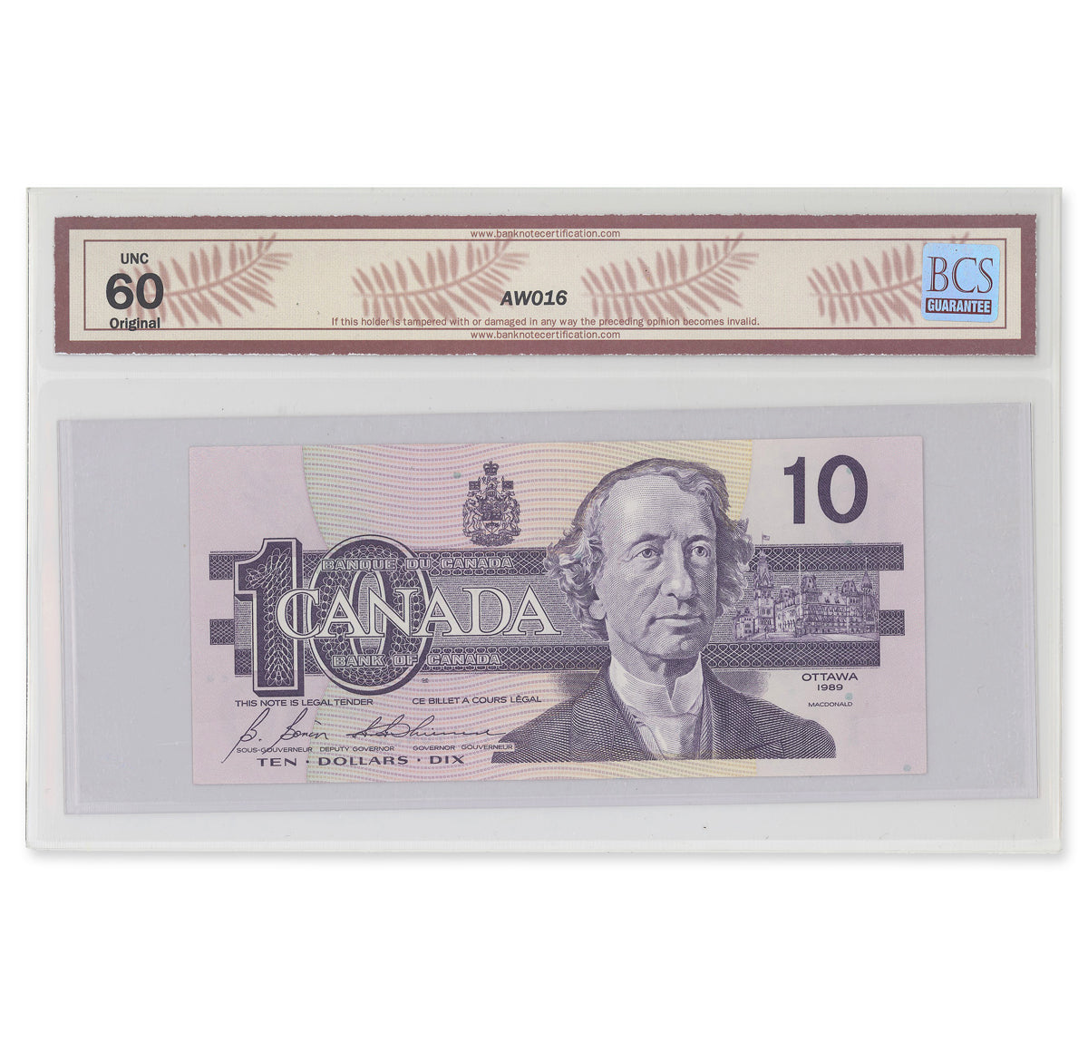 $10 1989 BC-57b Bonin-Thiessen Prefix BEF BCS UNC-60 Original