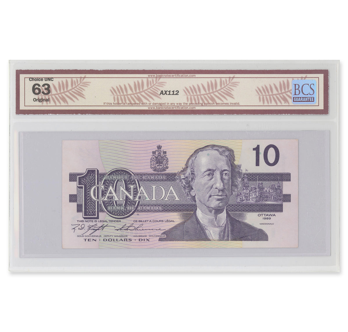 $10 1989 BC-57c Knight-Thiessen Prefix BEF BCS CUNC-63 Original