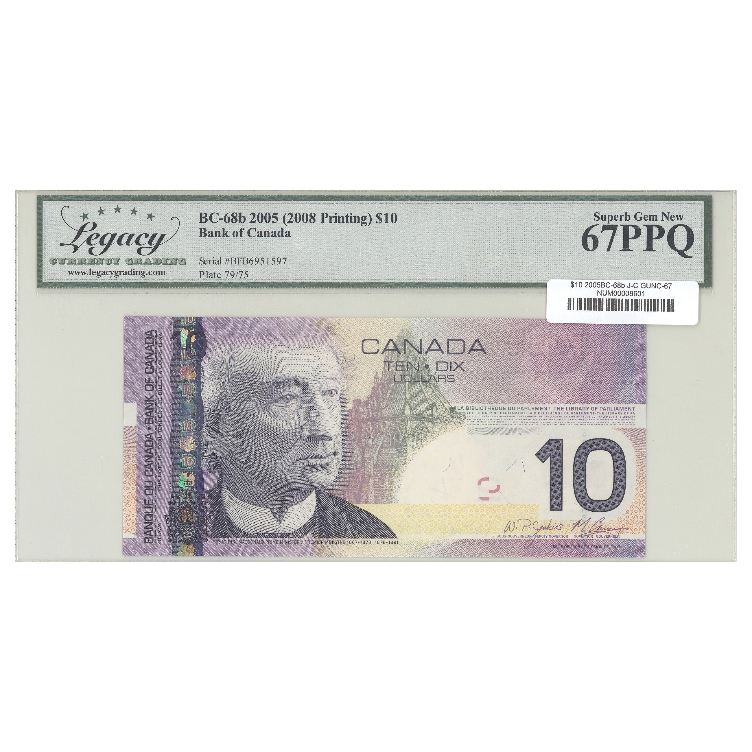 $10 2005 BC-68b Jenkins-Carney Prefix BFB Legacy GUNC-67 PPQ