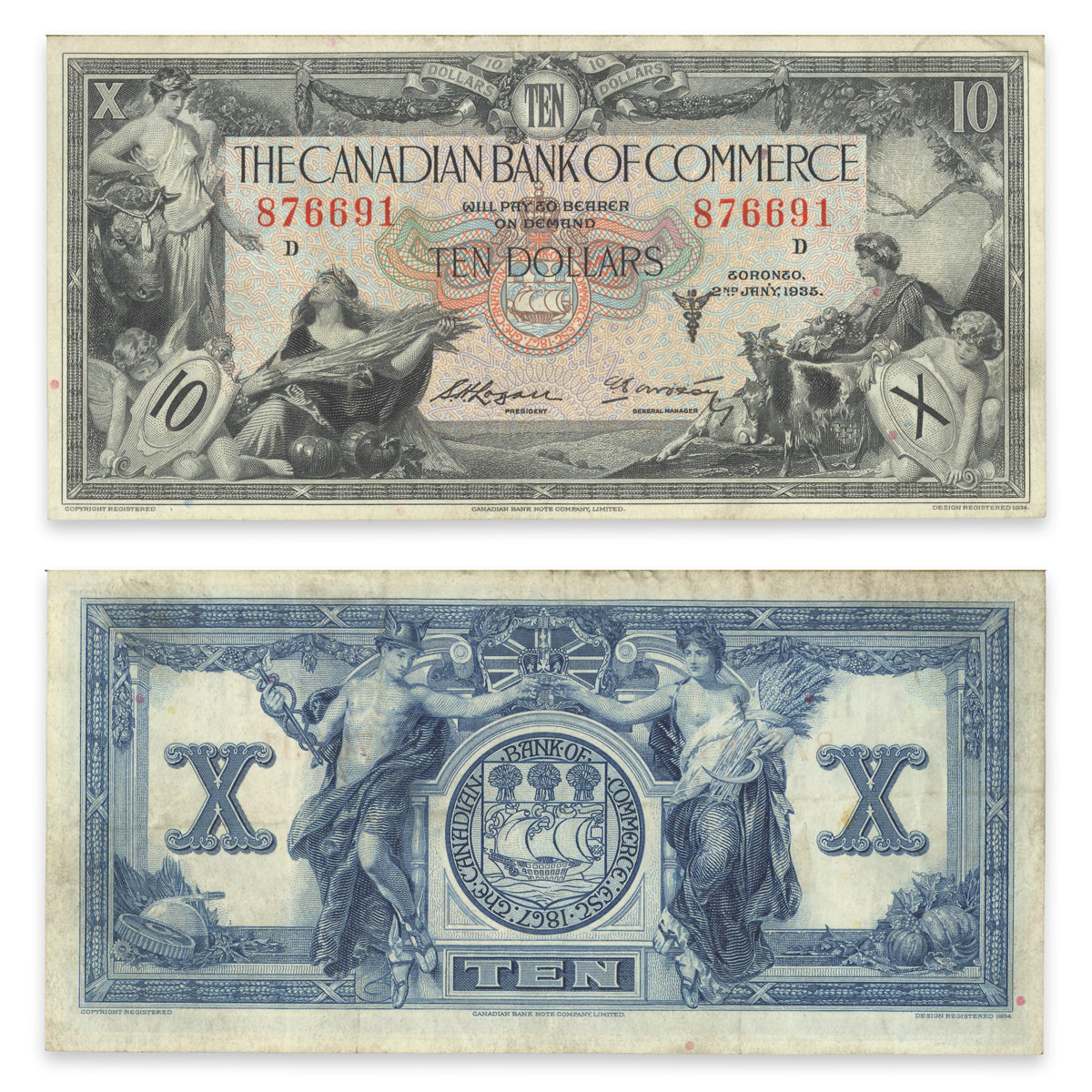 $10 1935 75-18-08a Canadian Bank of Commerce Logan-Arscott EF-40