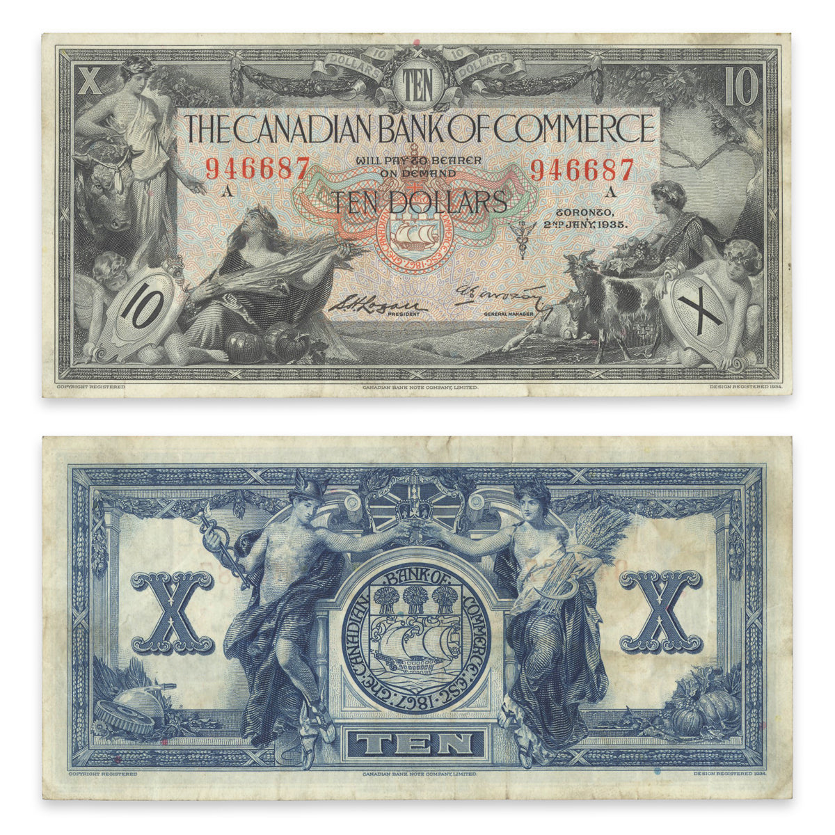 $10 1935 75-18-08a Canadian Bank of Commerce Logan-Arscott EF-40