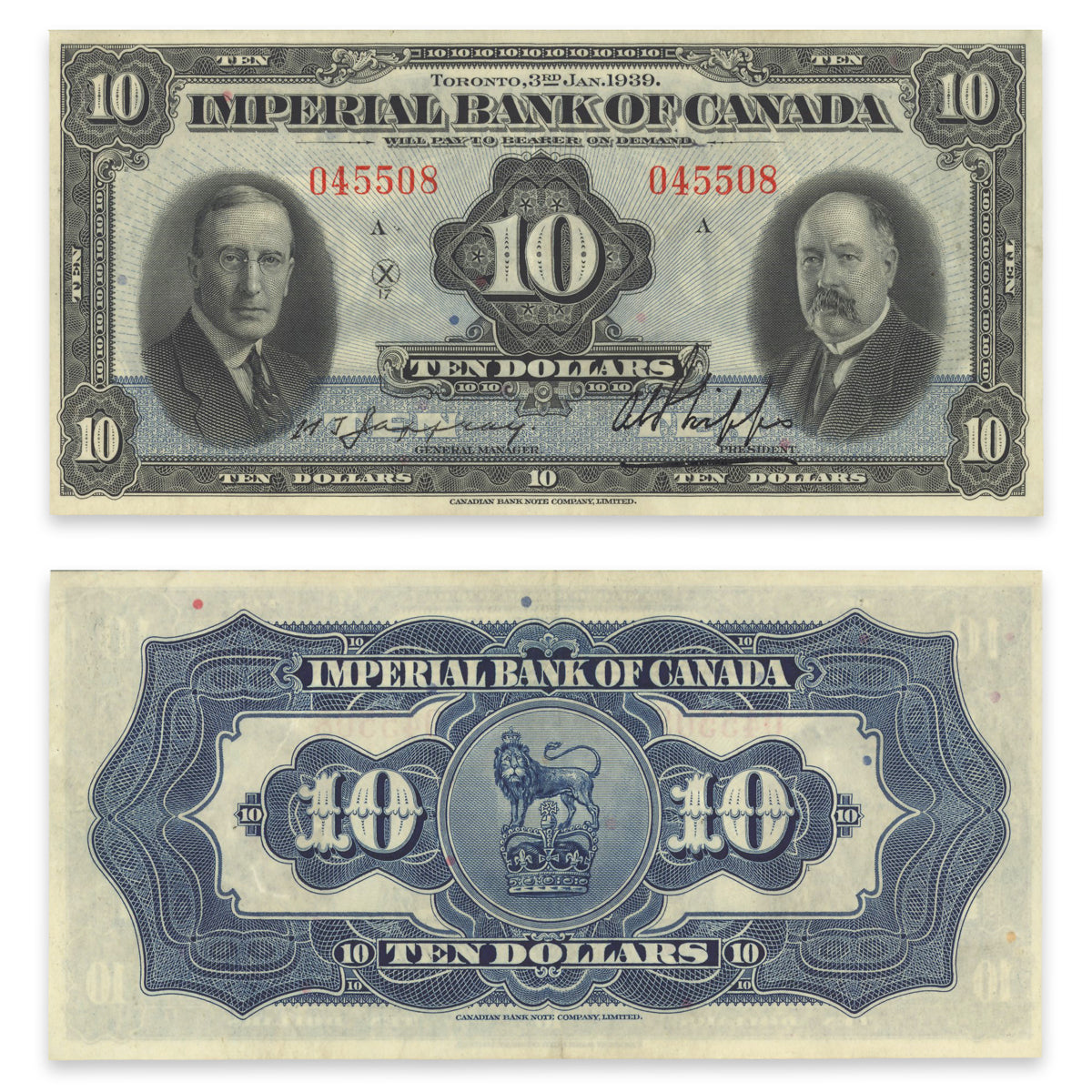 $10 1939 375-24-04 Imperial Bank of Canada Jaffray-Phipps EF-45