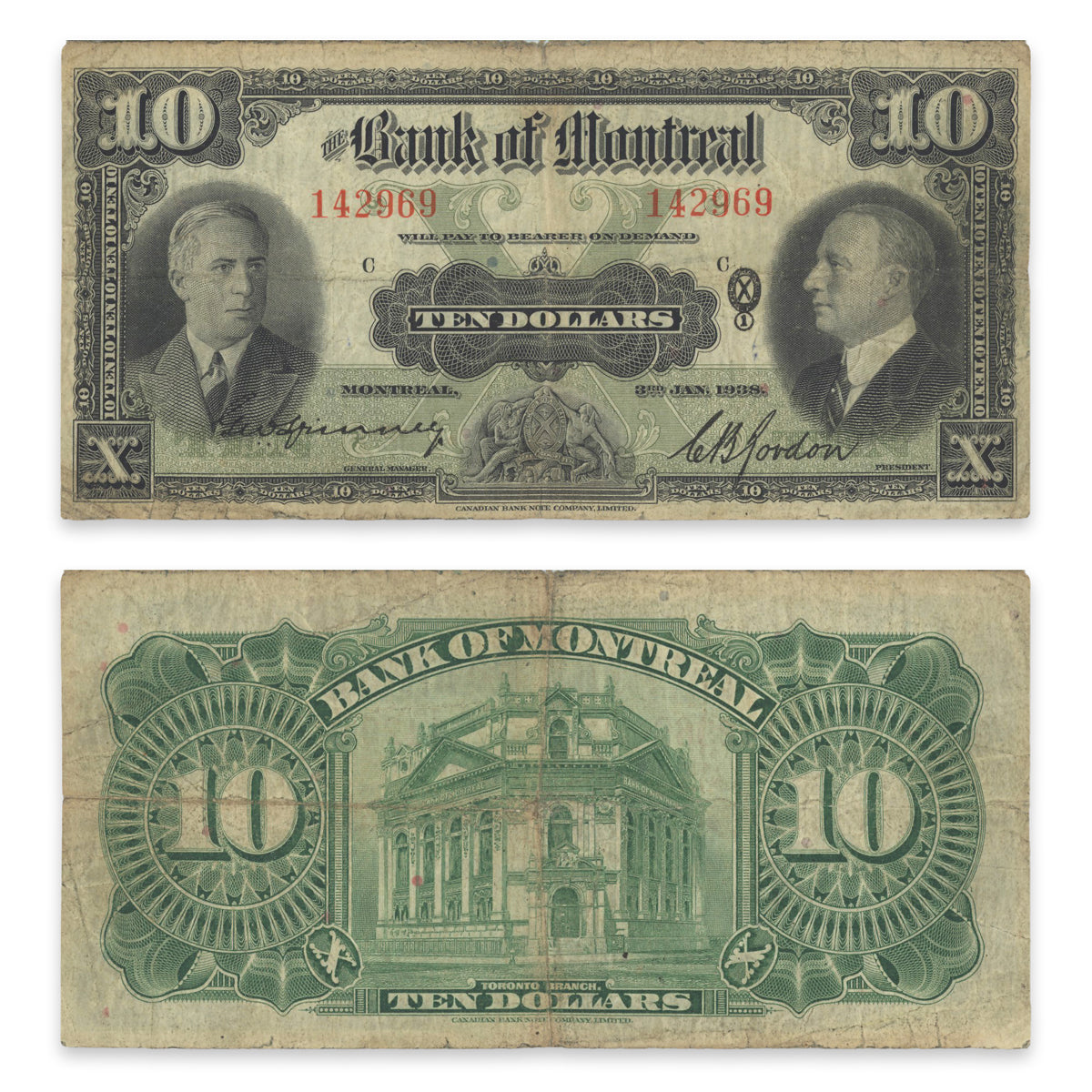 $10 1938 505-62-04 The Bank of Montreal Spinney-Gordon F-18