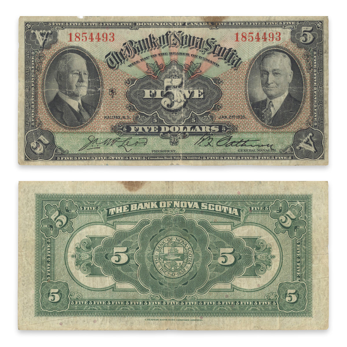 $5 1935 550-36-02 Bank of Nova Scotia McLeod-Patterson VG-10