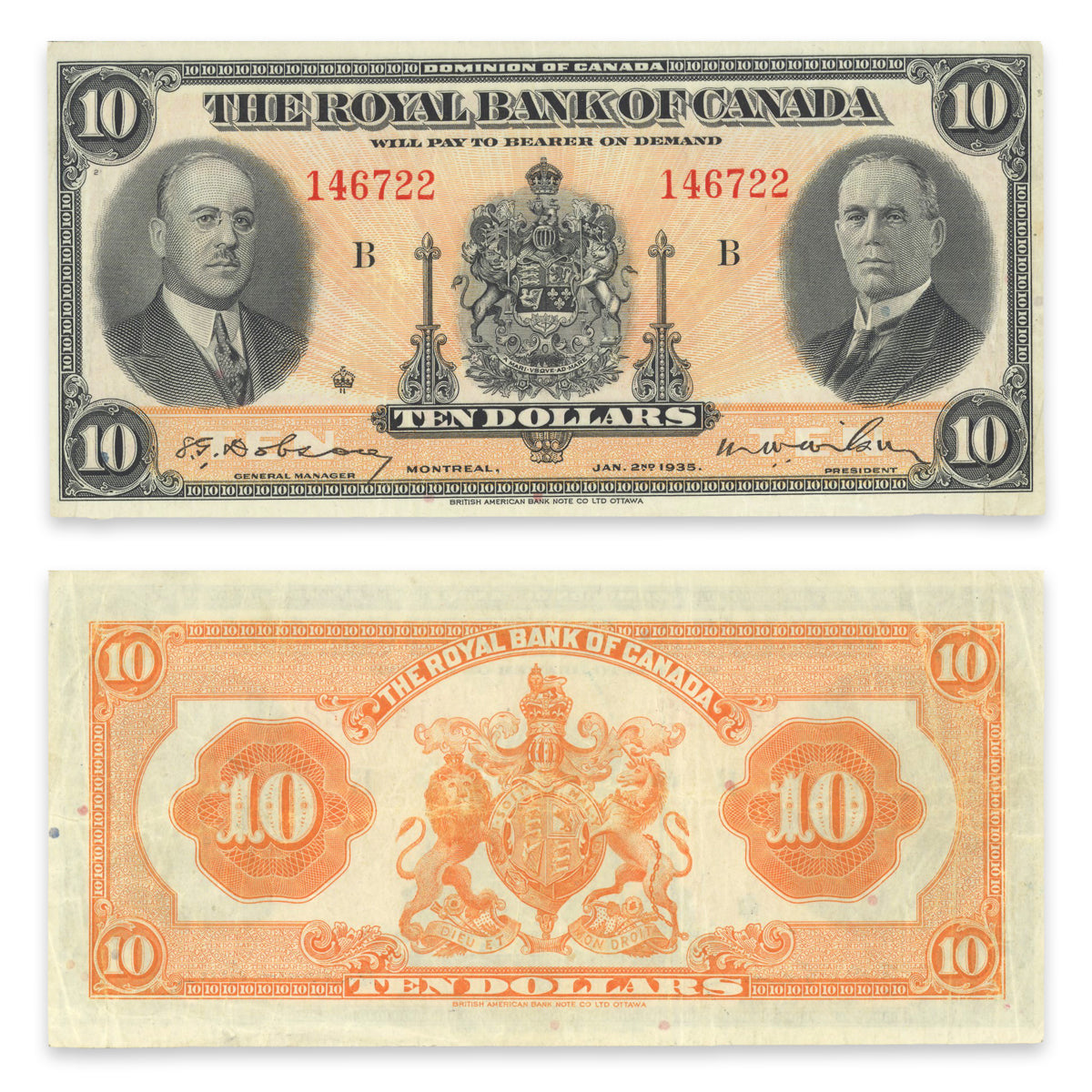 $10 1935 630-18-04 Consecutive Royal Bank of Canada Dobson-Wilson EF-45