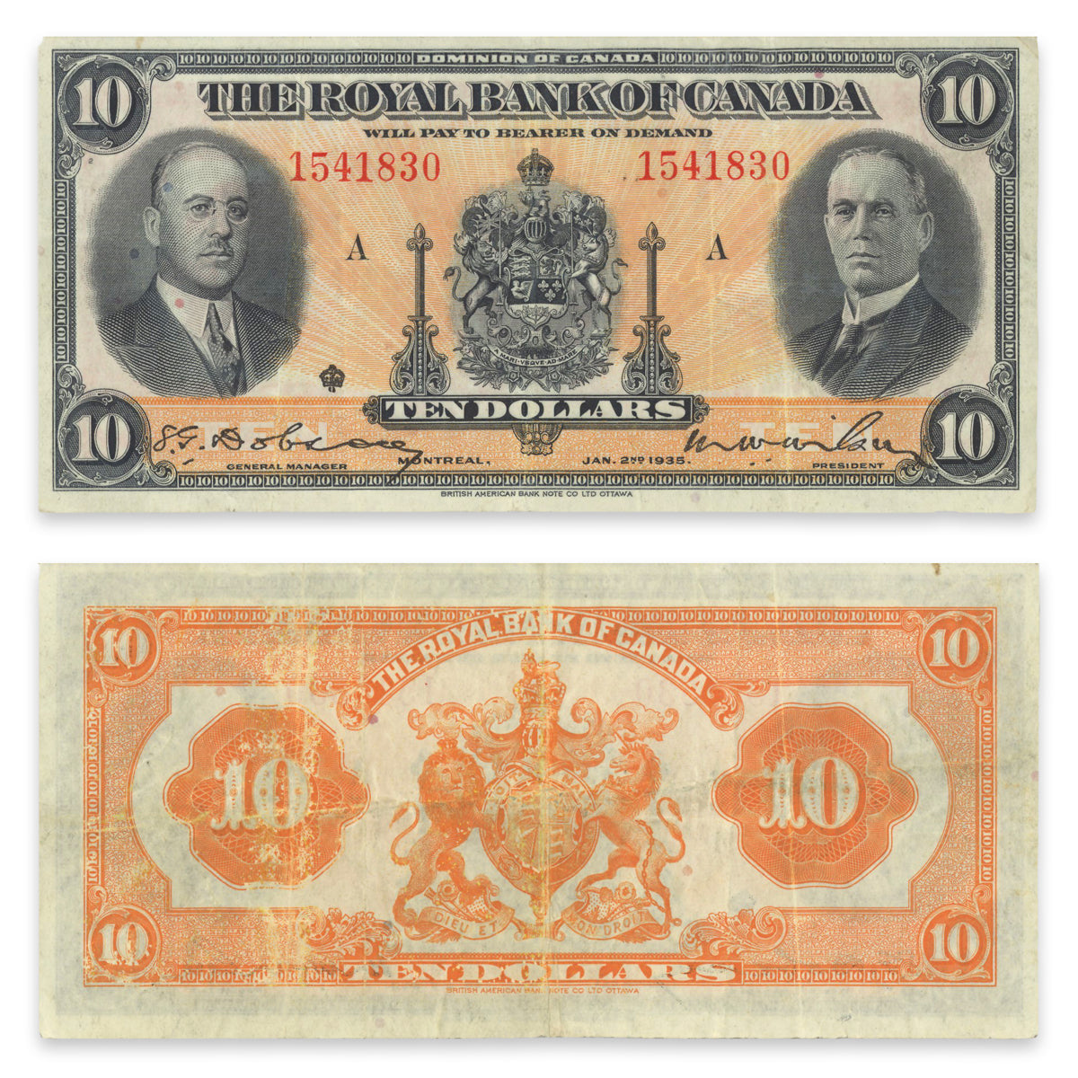 $10 1935 630-18-04a Royal Bank of Canada Dobson-Wilson VF-25