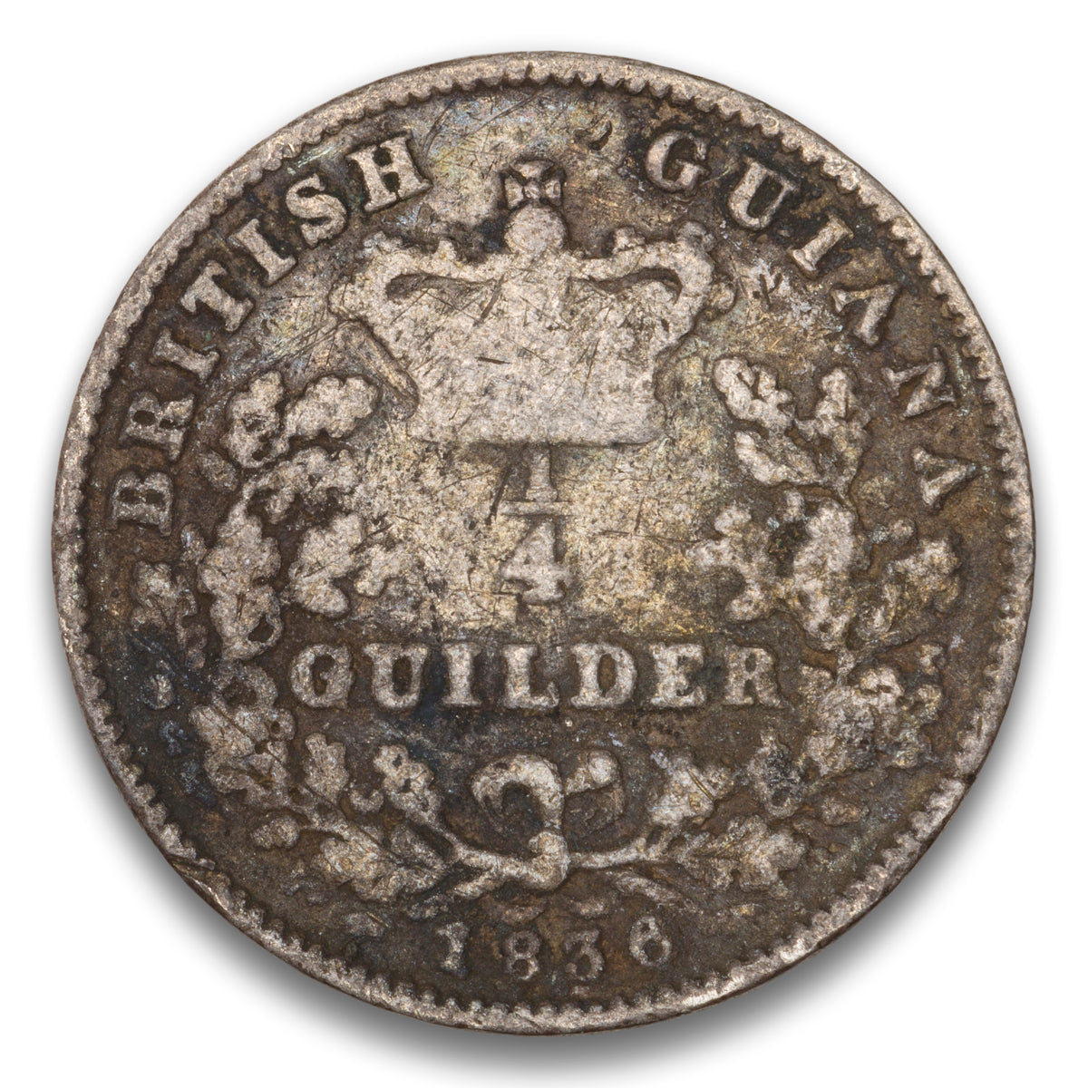British Guiana Silver 1/4 Guilder 1836