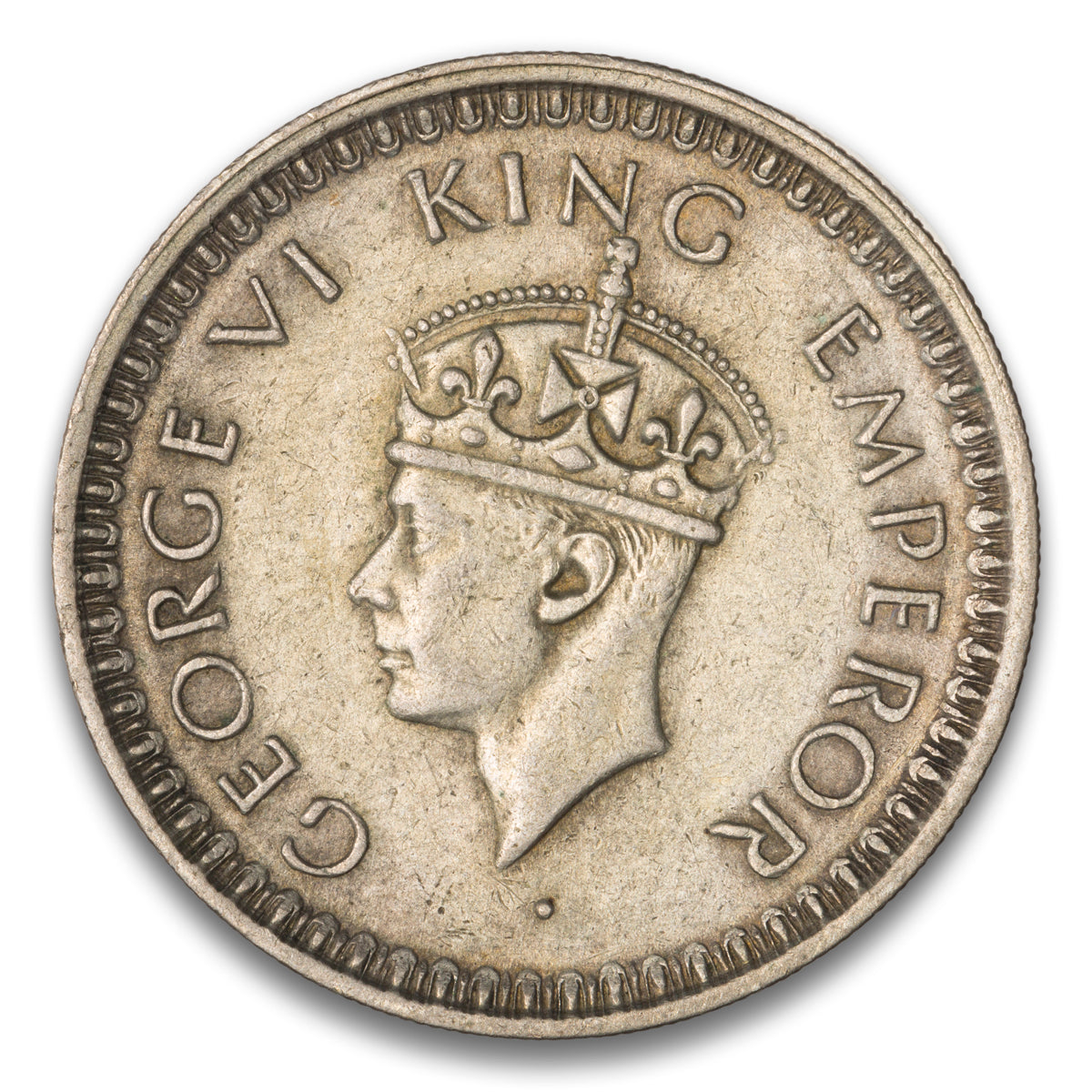 British India Silver 1/2 Rupee 1945