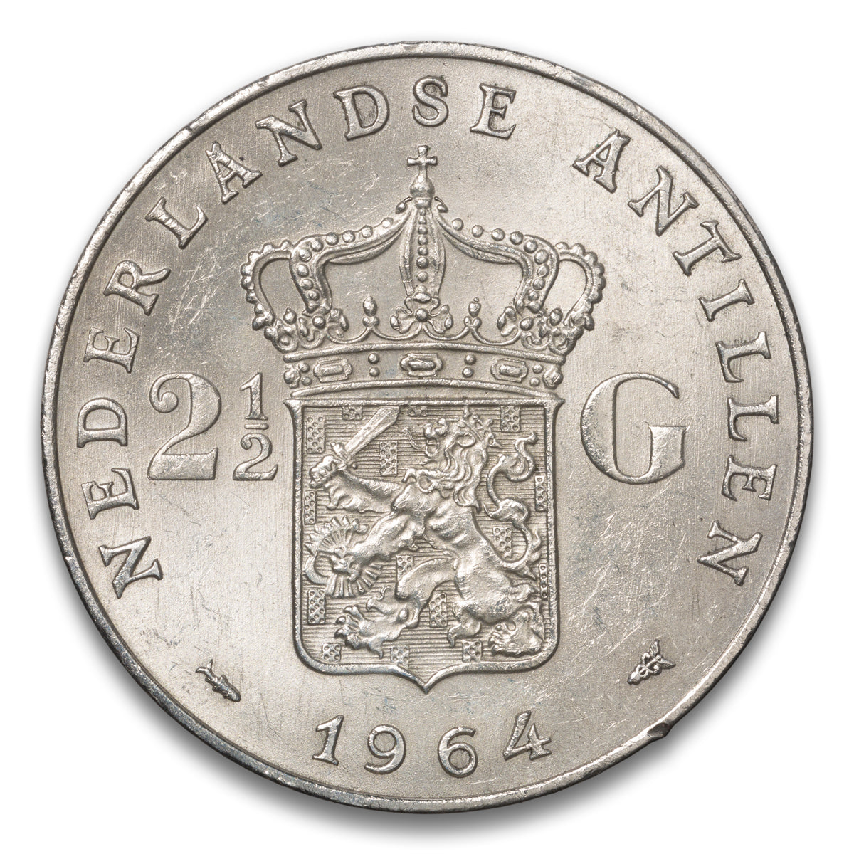 Netherlands Antilles Silver 2 1/2 Gulden 1964
