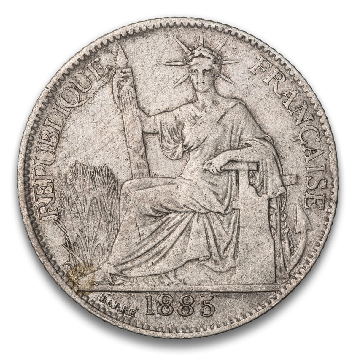 French Indo-China Silver 20 Cents 1885 A