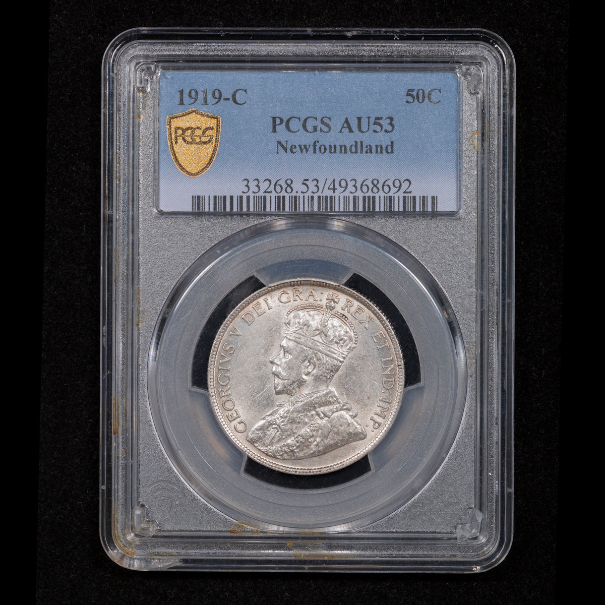 NFLD 50 Cent 1919C PCGS AU-53