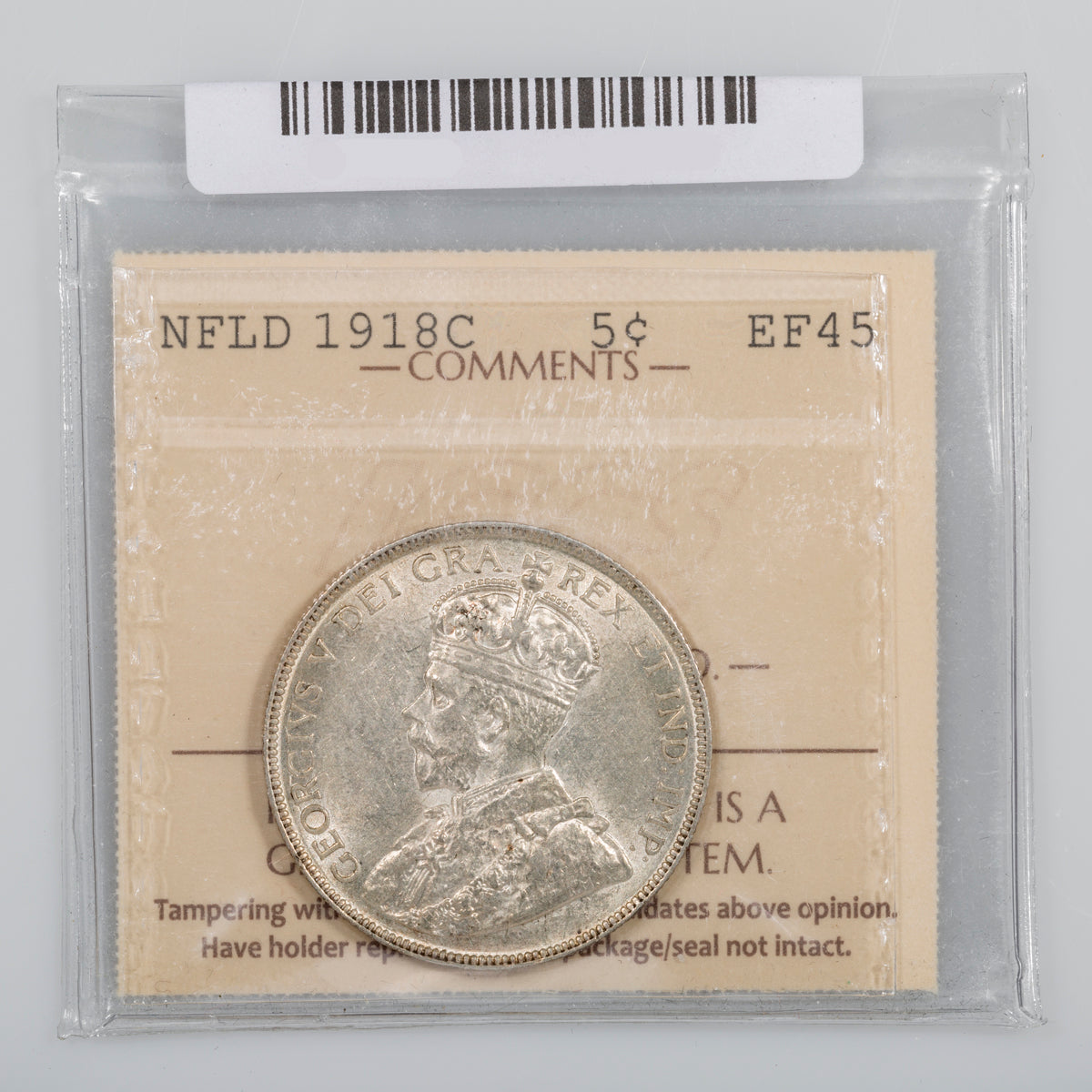NFLD 50 Cent 1918C ICCS EF-45