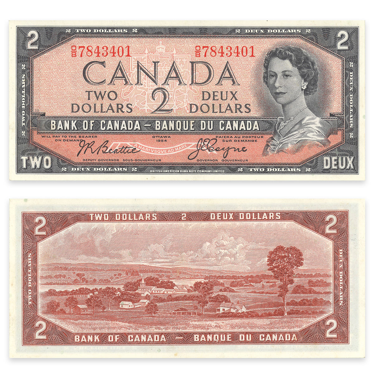 $2 1954 Modified Series BC-38a Beattie-Coyne Prefix O/B EF-45