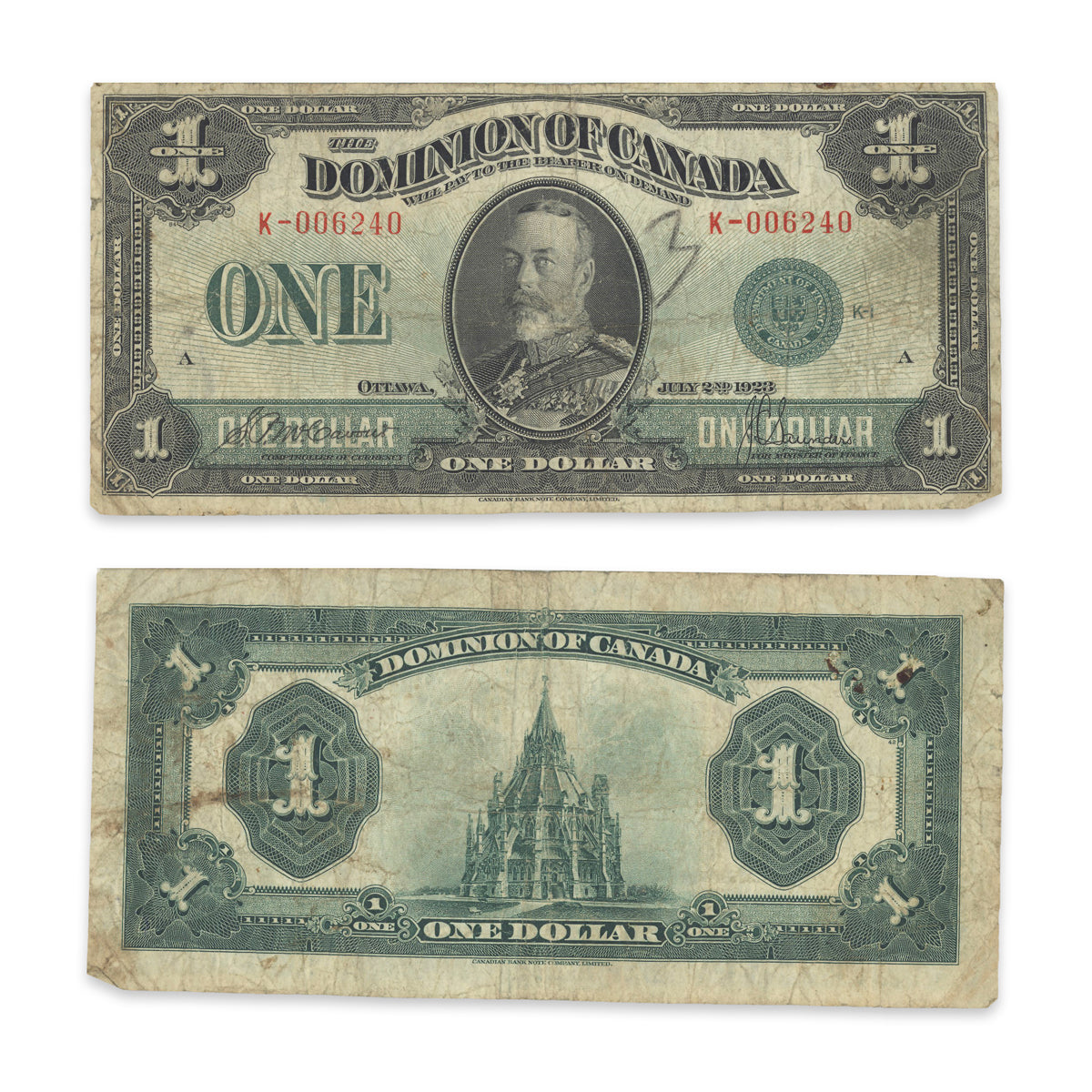 $1 1923 DC-25d McCavour-Saunders Prefix K VG-10