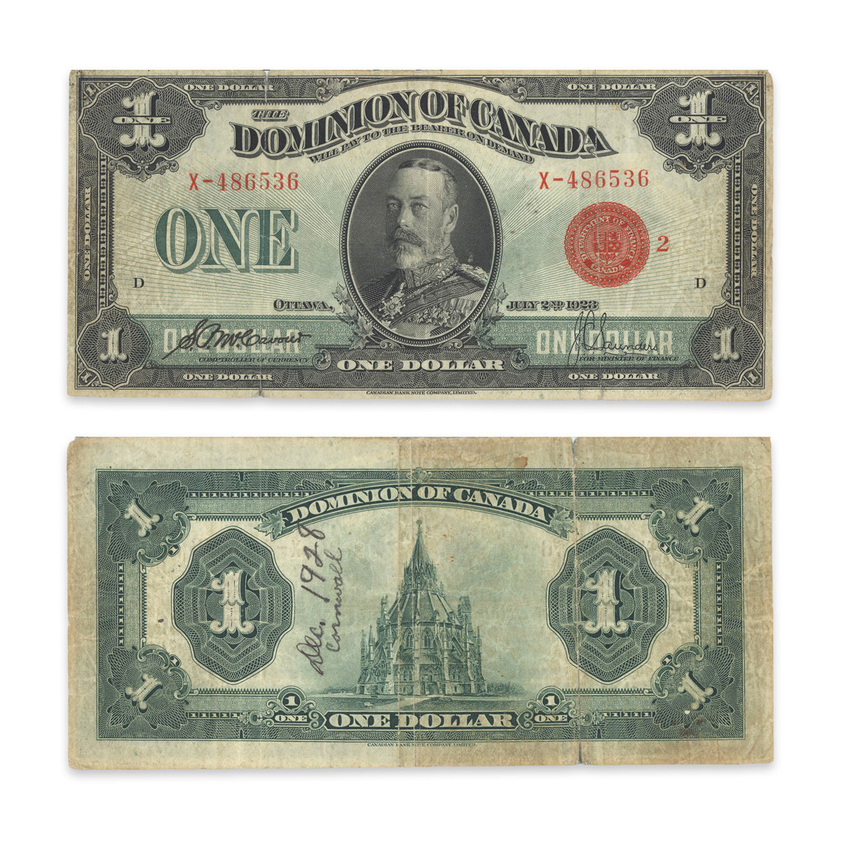 $1 1923 DC-25g McCavour-Saunders Prefix X VF-20