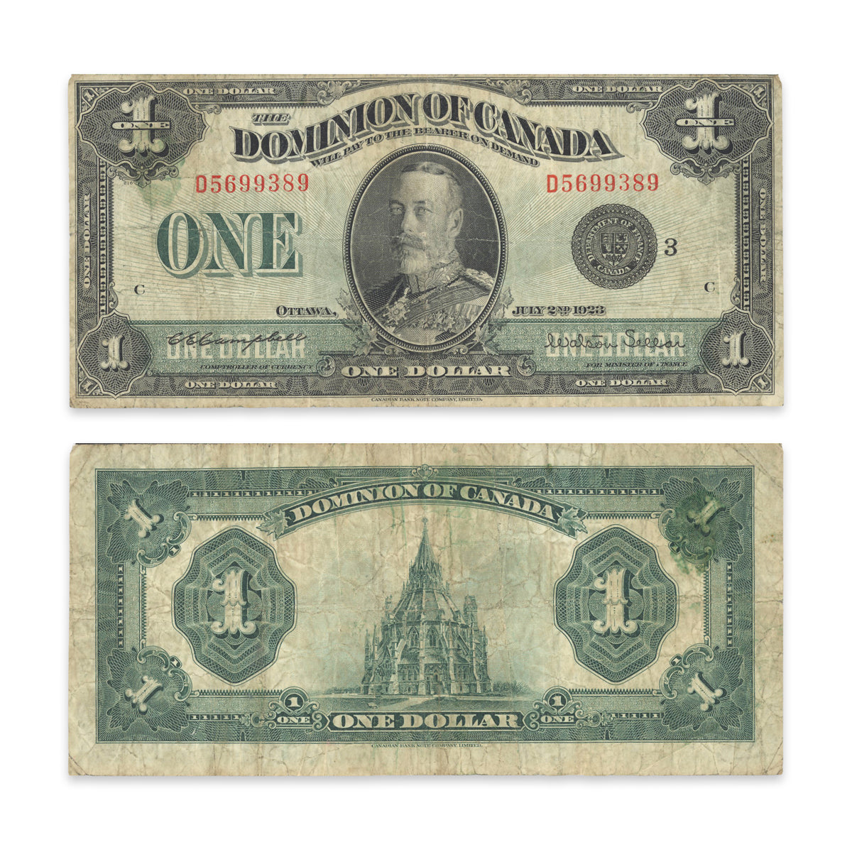 $1 1923 DC-25n Campbell-Sellar Prefix D F-15