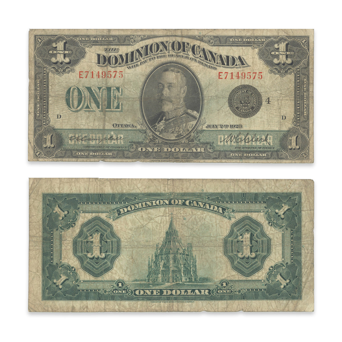 $1 1923 DC-25o Campbell-Clark Prefix E VG-10