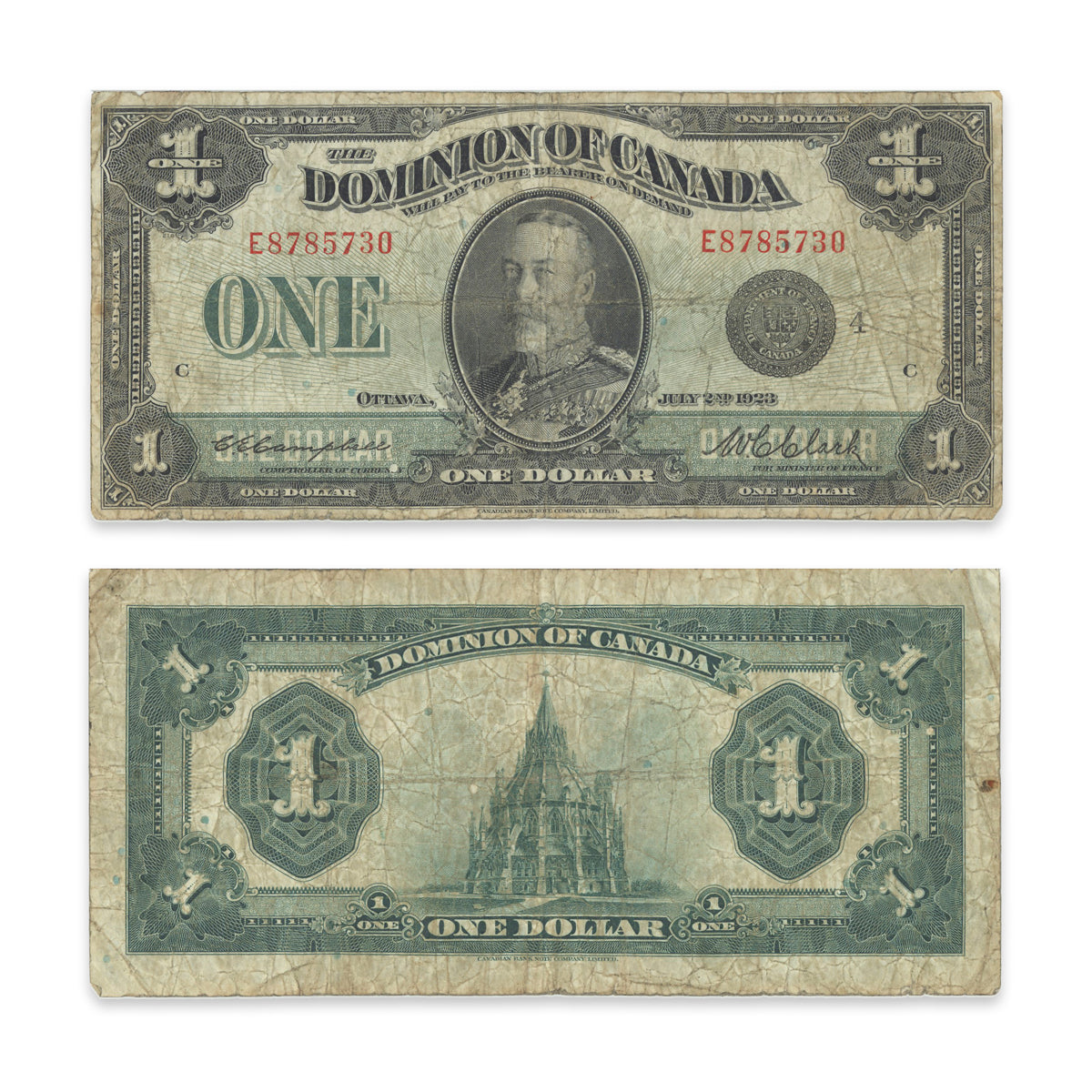 $1 1923 DC-25o Campbell-Clark Prefix E VG-10