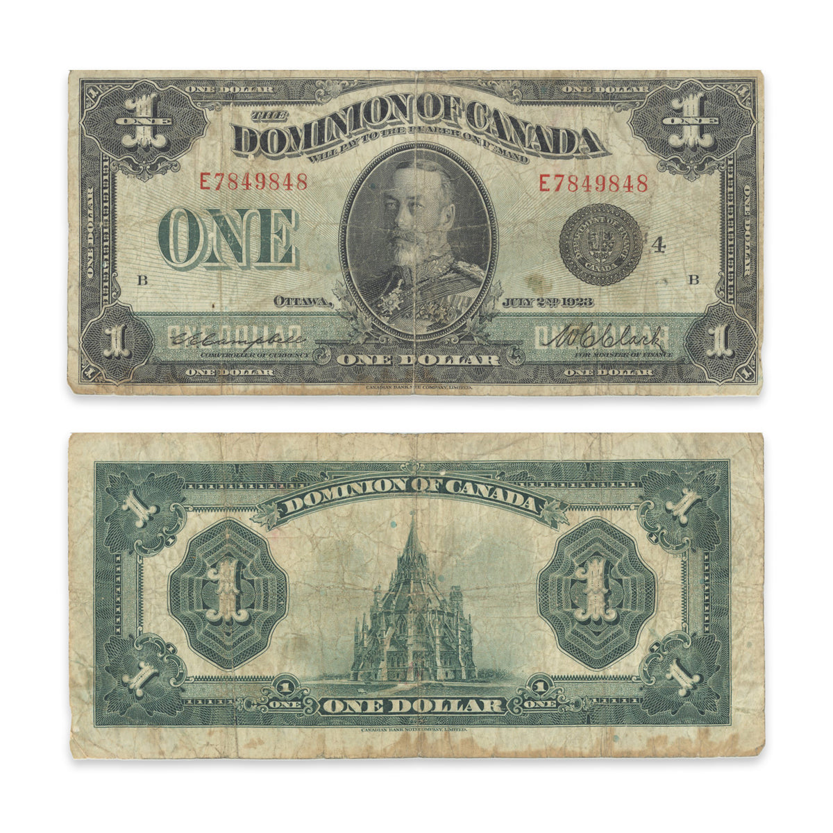 $1 1923 DC-25o Campbell-Clark Prefix E VG-8