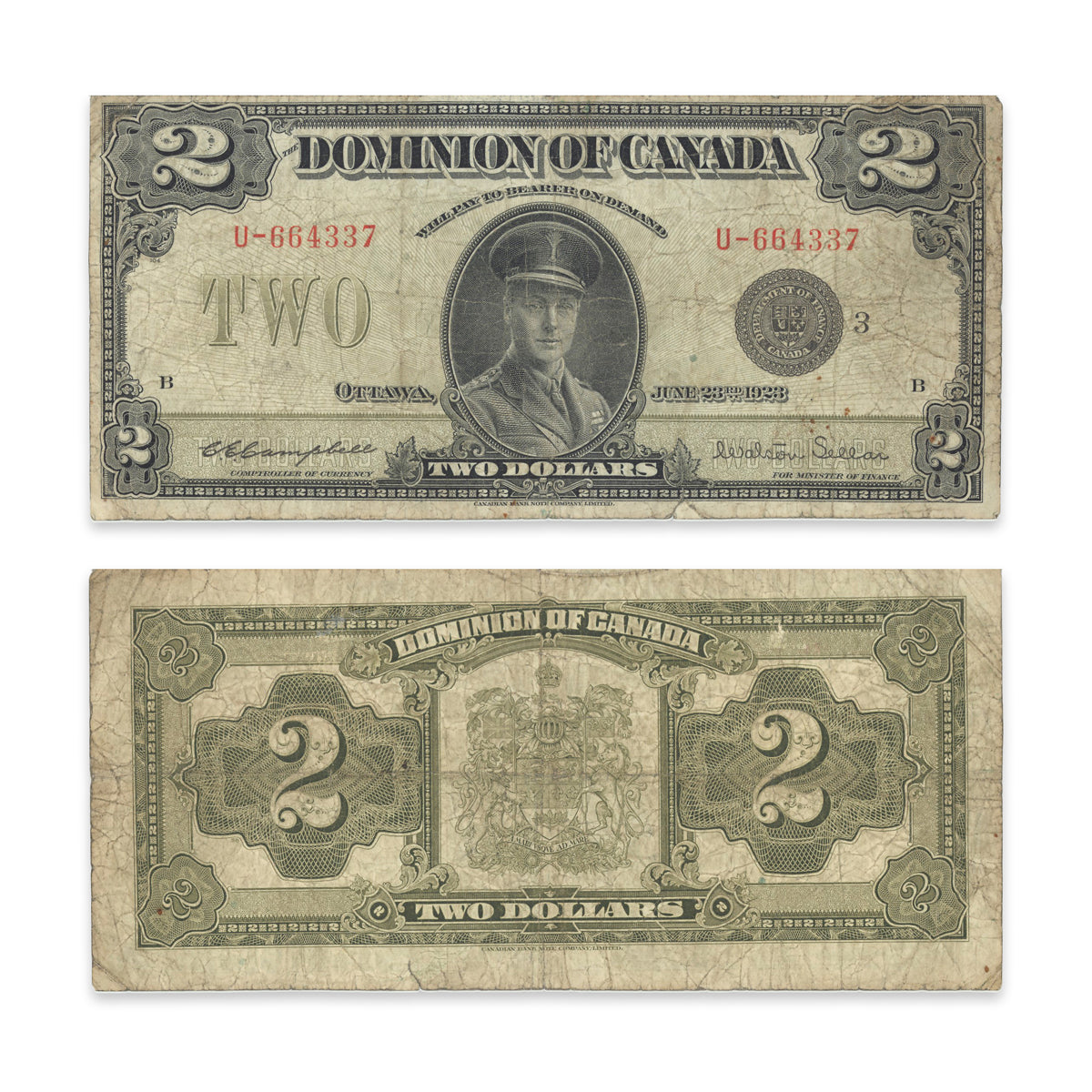 $2 1923 DC-26j Campbell-Sellar Prefix U VG-10