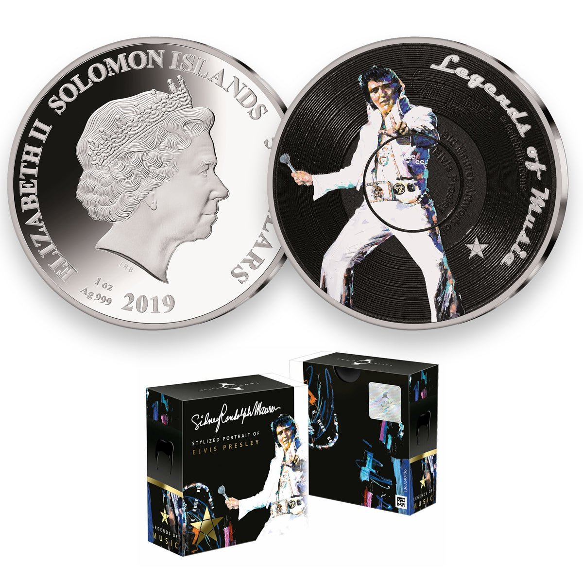 2019 $5 Legends of Music: Elvis Presley - Pure Silver Coin