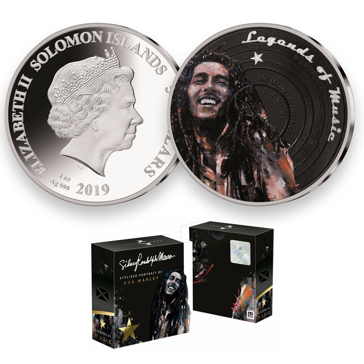 2019 $5 Legends of Music: Bob Marley - Pure Silver Coin