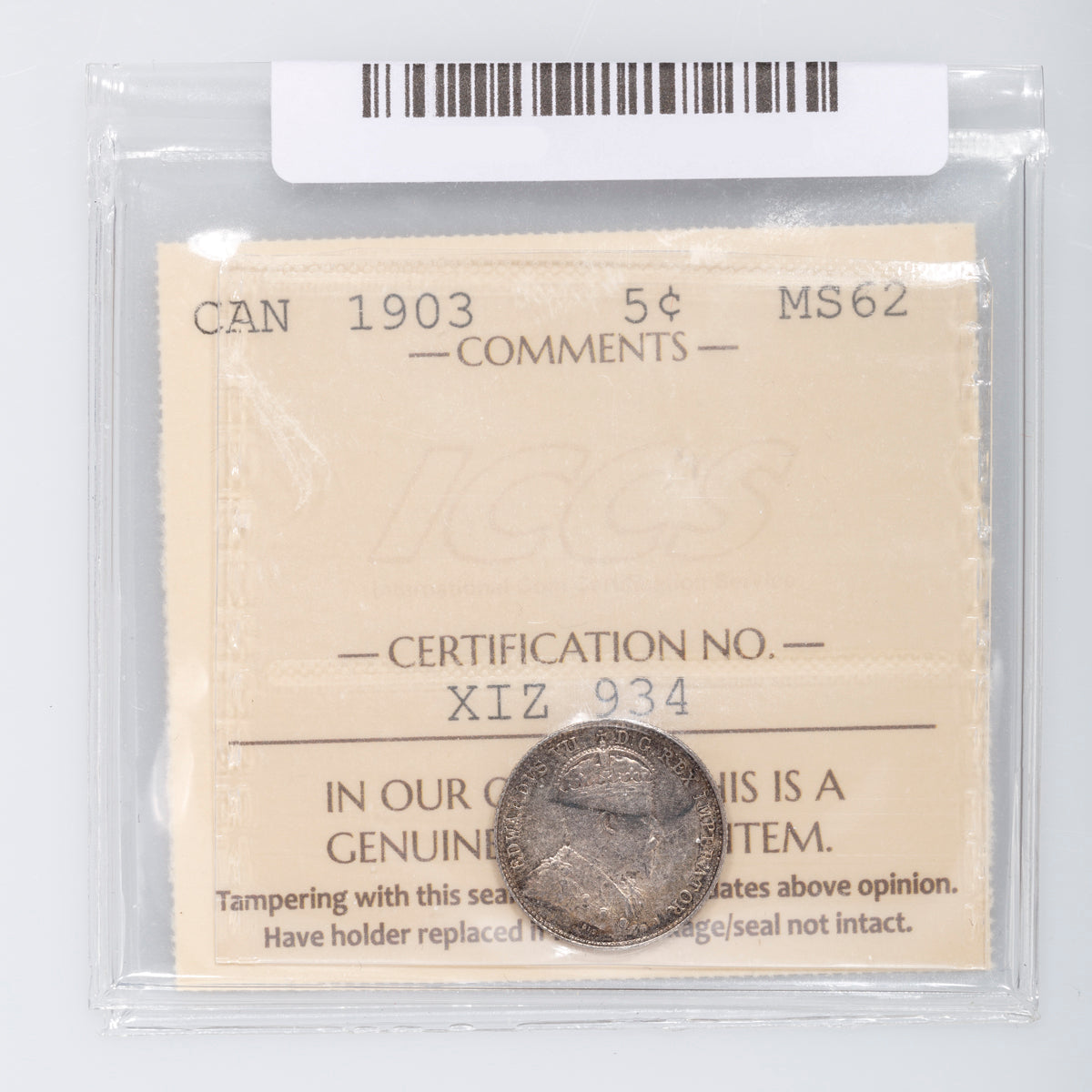 5 Cent 1903 ICCS MS-62