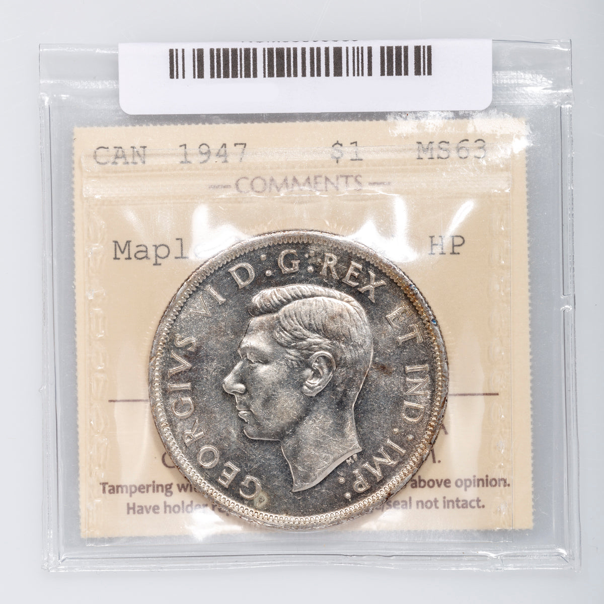 $1 1947 Maple Leaf; Double HP ICCS MS-63