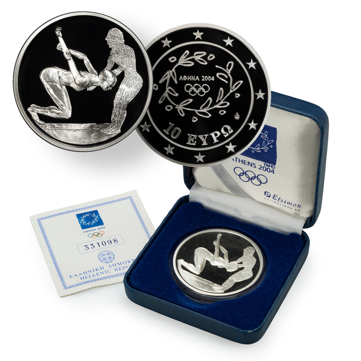 2004 10 Euros Athens Olympic Games: Swimming - Sterling Silver Coin