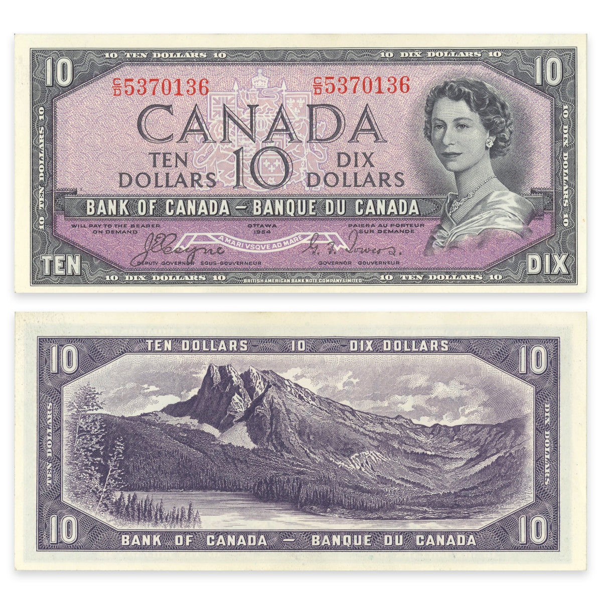 $10 1954 Devil's Face Series BC-32a Coyne-Towers Prefix C/D AU-55