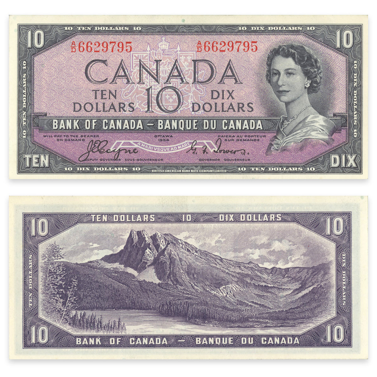 $10 1954 Devil's Face Series BC-32a Coyne-Towers Prefix A/D EF-45