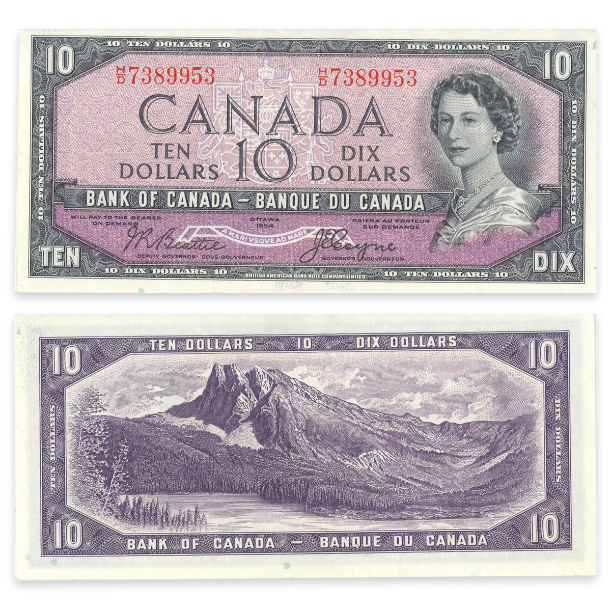 $10 1954 Devil's Face Series BC-32b Beattie-Coyne Prefix H/D EF-45