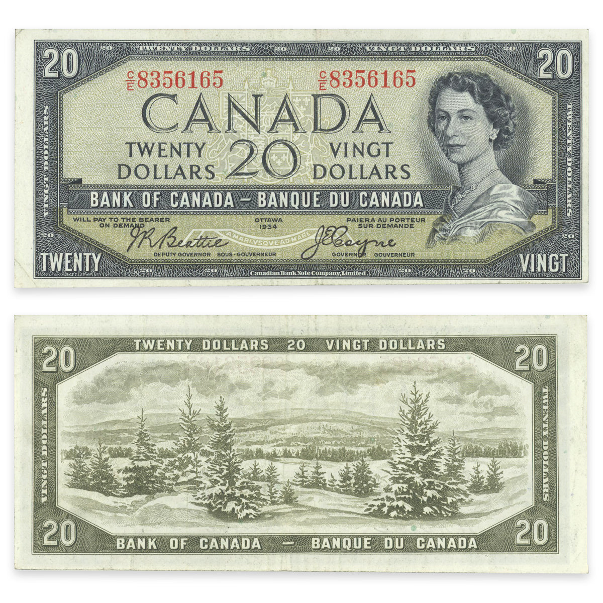 $20 1954 Devil's Face Series BC-33b Beattie-Coyne Prefix C/E VF-30