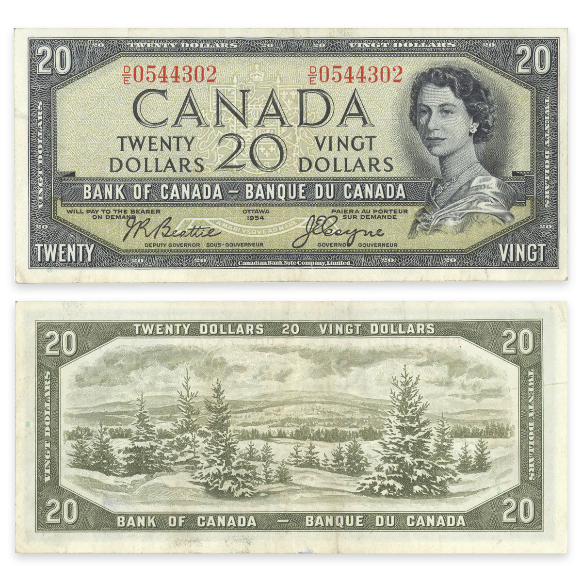 $20 1954 Devil's Face Series BC-33b Beattie-Coyne Prefix D/E VF-30