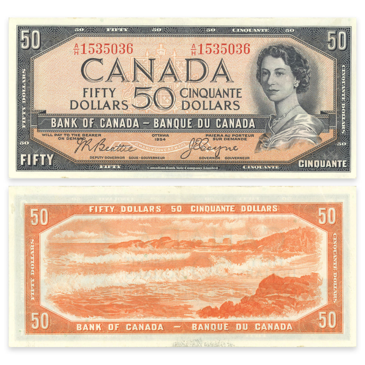 $50 1954 Devil's Face Series BC-34b Beattie-Coyne Prefix A/H EF-45