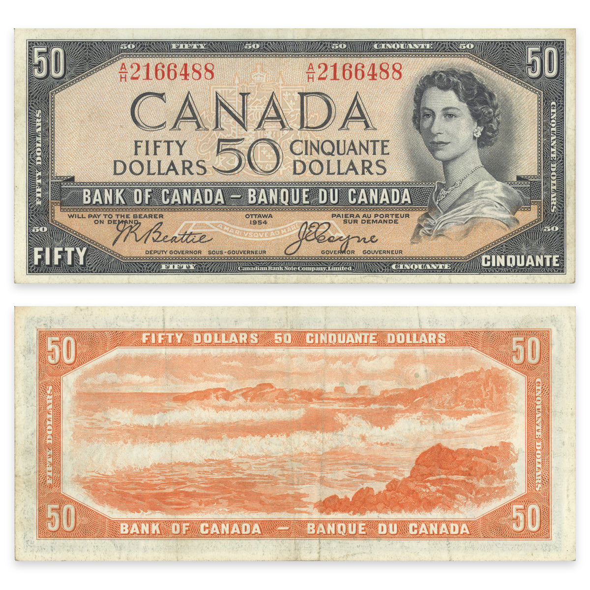 $50 1954 Devil's Face Series BC-34b Beattie-Coyne Prefix A/H VF-25